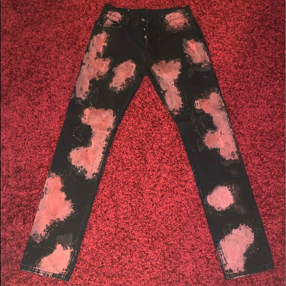 MNML Black and Red Baggy Jeans